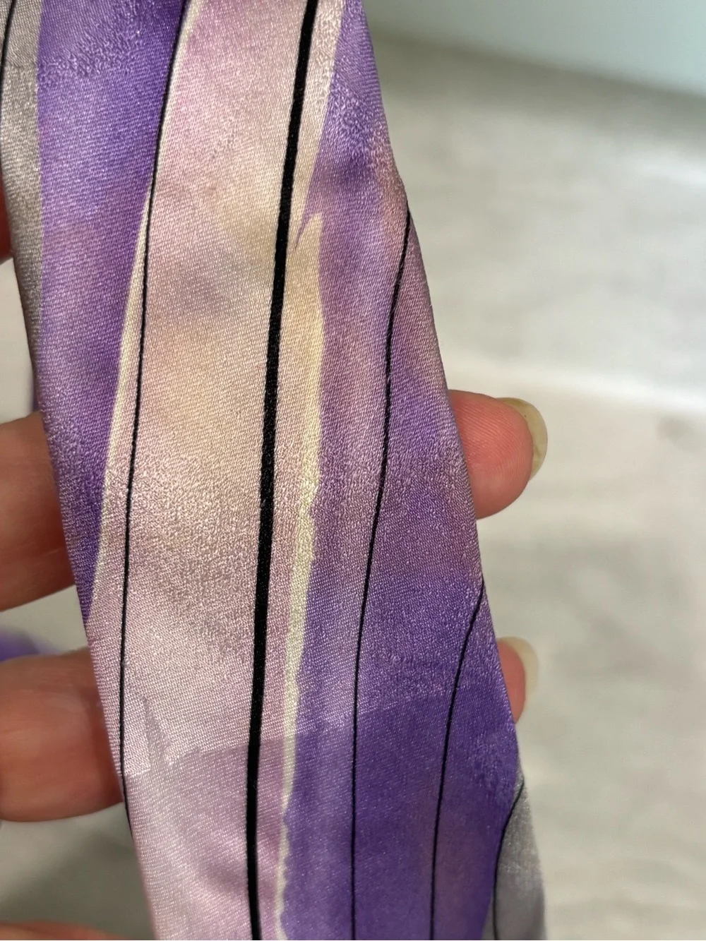 J. Garcia Lavender and Silver Diagonal Stripe and red guitar silk ties